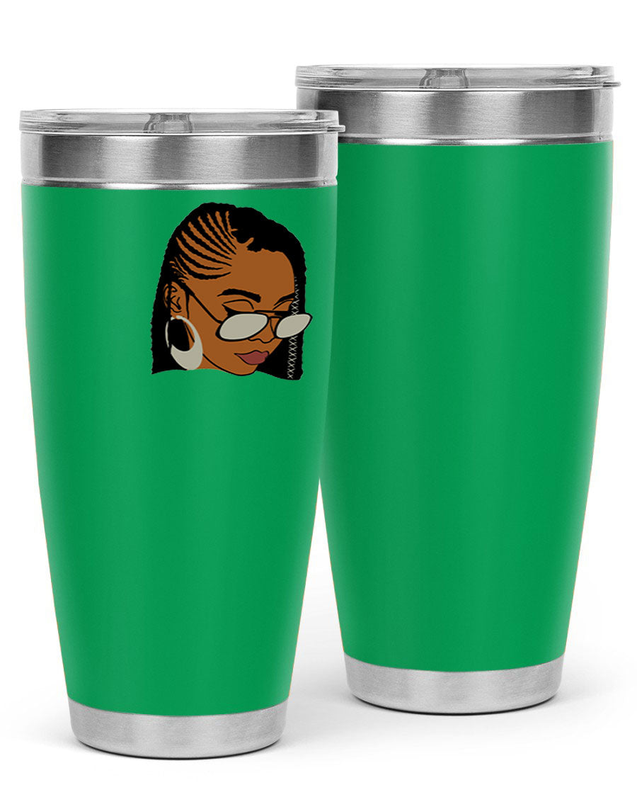 Black Afro 39# Tumbler featuring a stylish design, made from stainless steel with a copper lining, perfect for keeping drinks hot or cold.