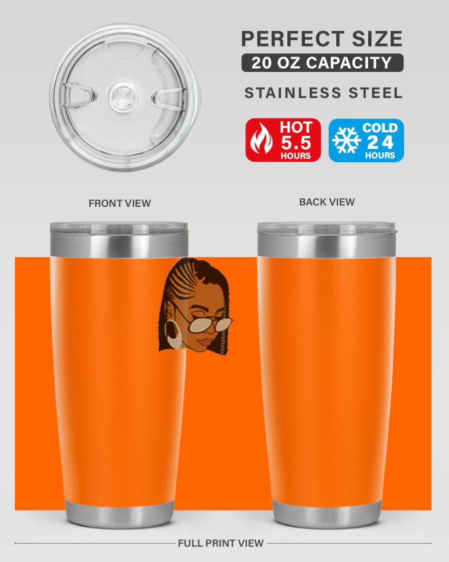 Black Afro 39# Tumbler featuring a stylish design, made from stainless steel with a copper lining, perfect for keeping drinks hot or cold.