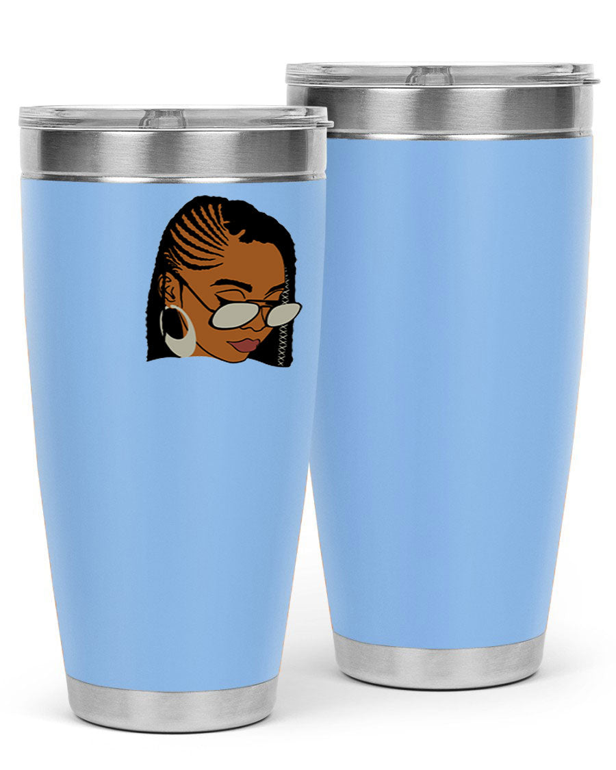 Black Afro 39# Tumbler featuring a stylish design, made from stainless steel with a copper lining, perfect for keeping drinks hot or cold.