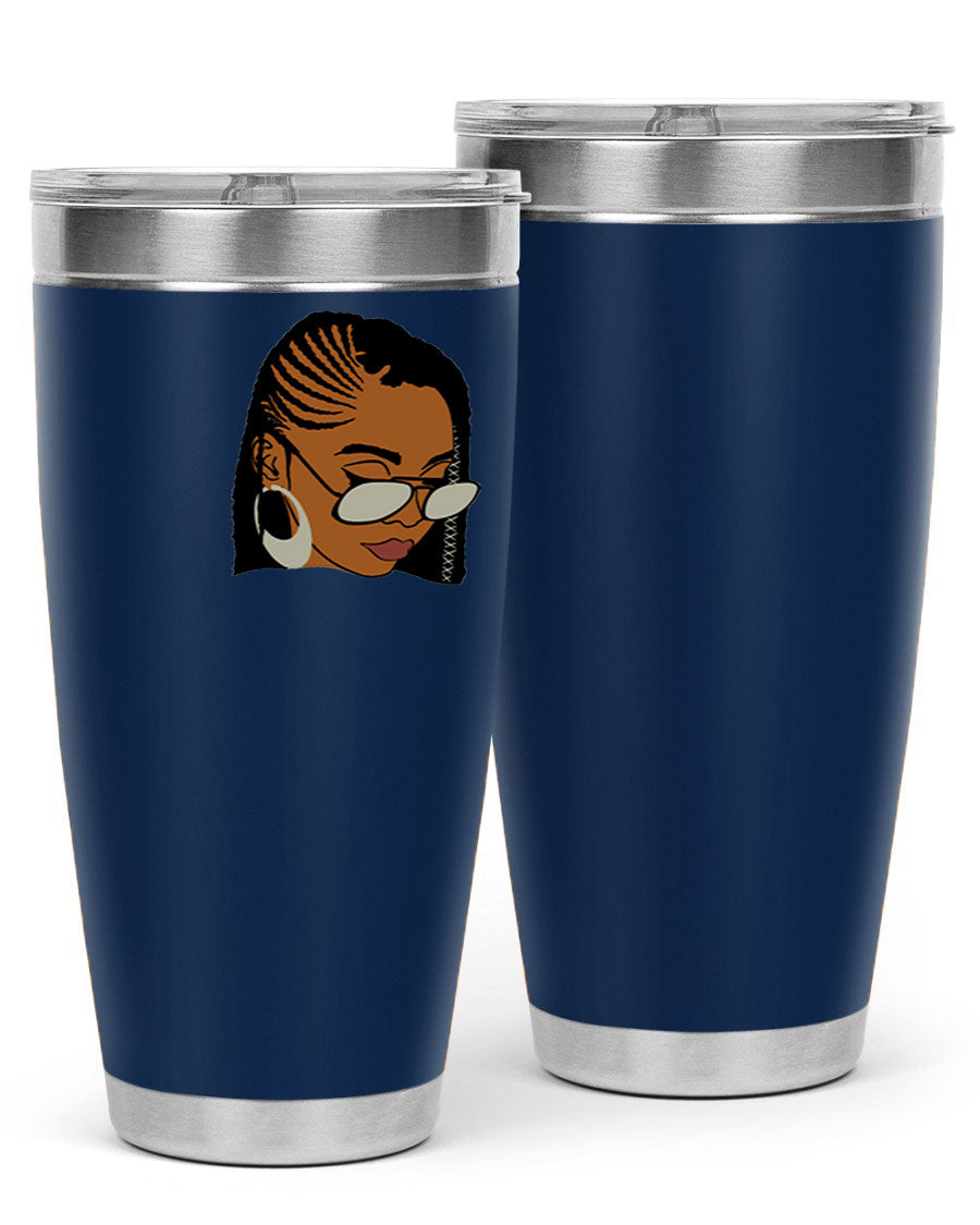 Black Afro 39# Tumbler featuring a stylish design, made from stainless steel with a copper lining, perfect for keeping drinks hot or cold.
