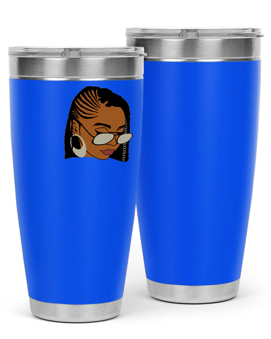 Black Afro 39# Tumbler featuring a stylish design, made from stainless steel with a copper lining, perfect for keeping drinks hot or cold.