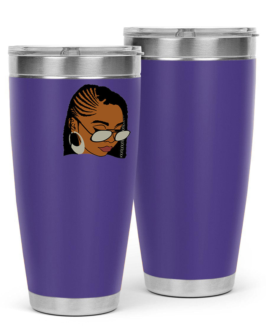 Black Afro 39# Tumbler featuring a stylish design, made from stainless steel with a copper lining, perfect for keeping drinks hot or cold.