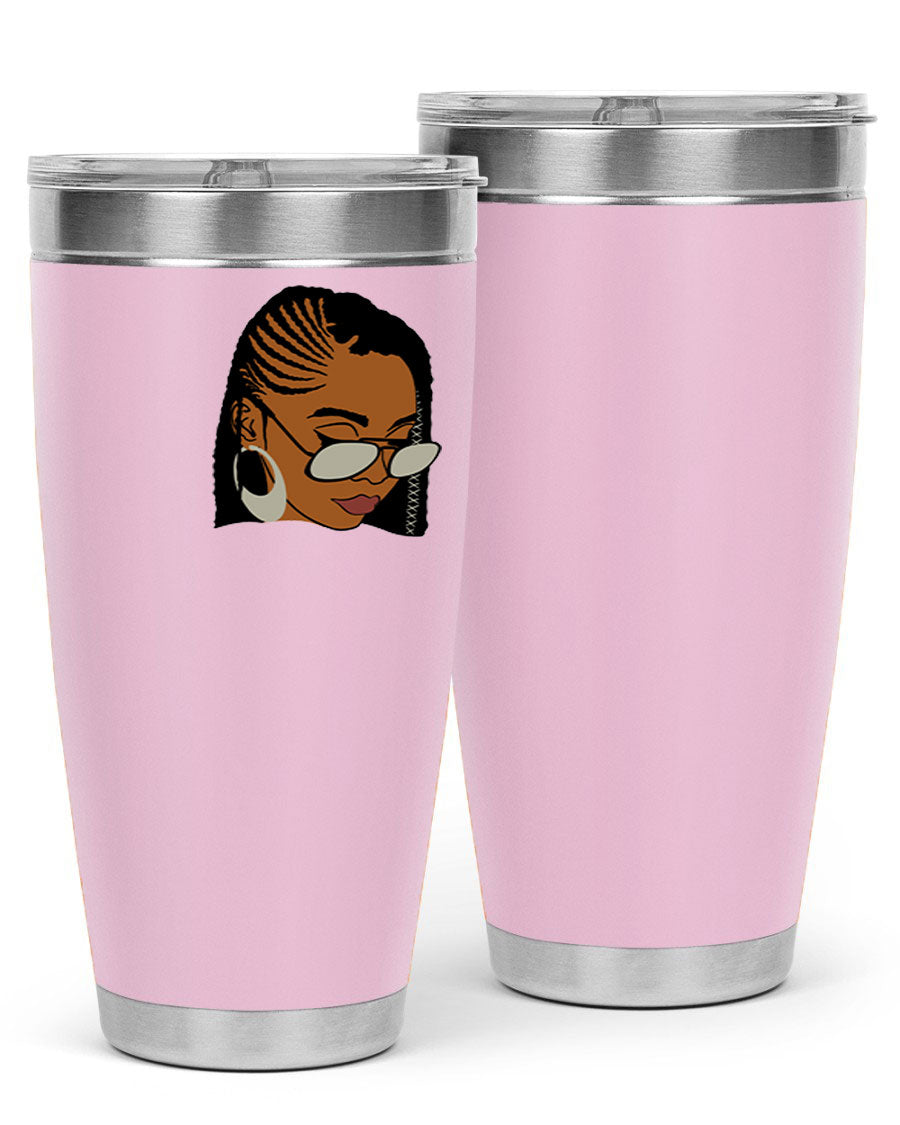 Black Afro 39# Tumbler featuring a stylish design, made from stainless steel with a copper lining, perfect for keeping drinks hot or cold.