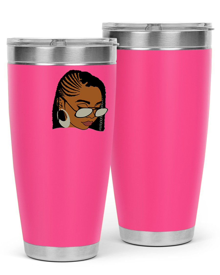 Black Afro 39# Tumbler featuring a stylish design, made from stainless steel with a copper lining, perfect for keeping drinks hot or cold.