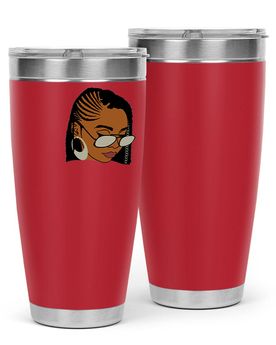 Black Afro 39# Tumbler featuring a stylish design, made from stainless steel with a copper lining, perfect for keeping drinks hot or cold.