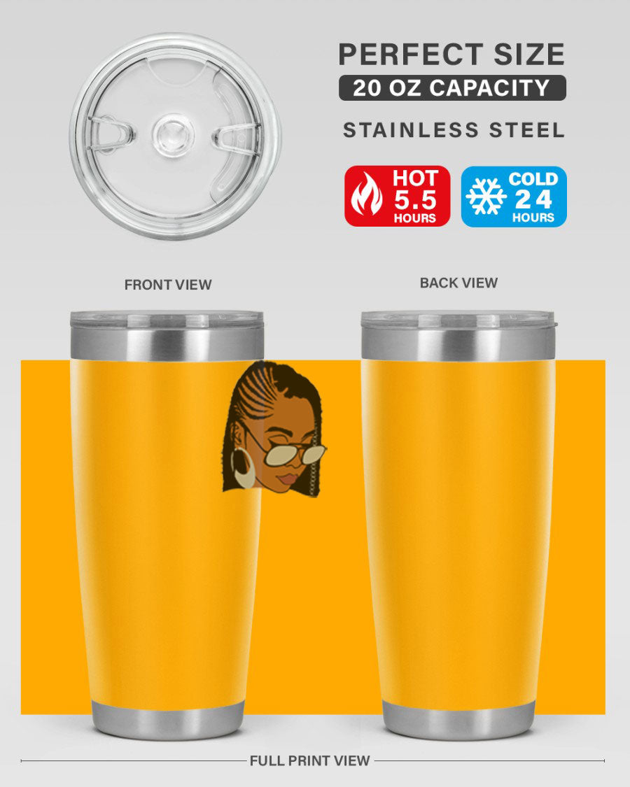 Black Afro 39# Tumbler featuring a stylish design, made from stainless steel with a copper lining, perfect for keeping drinks hot or cold.