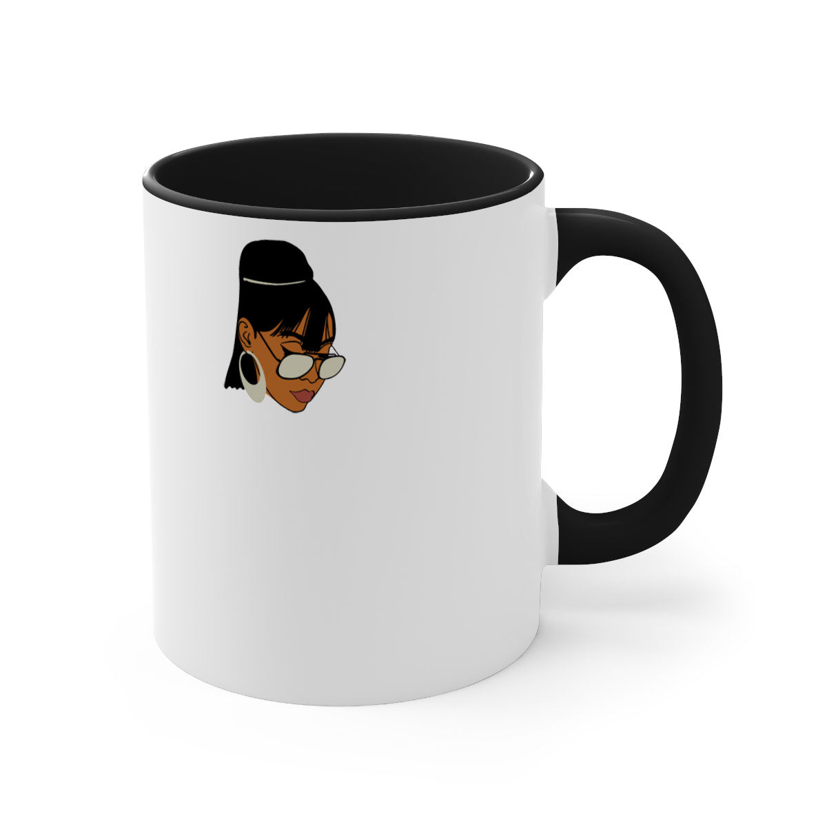Black afro 40# Mug featuring a two-tone design with a colored handle and interior, perfect for coffee and tea lovers.