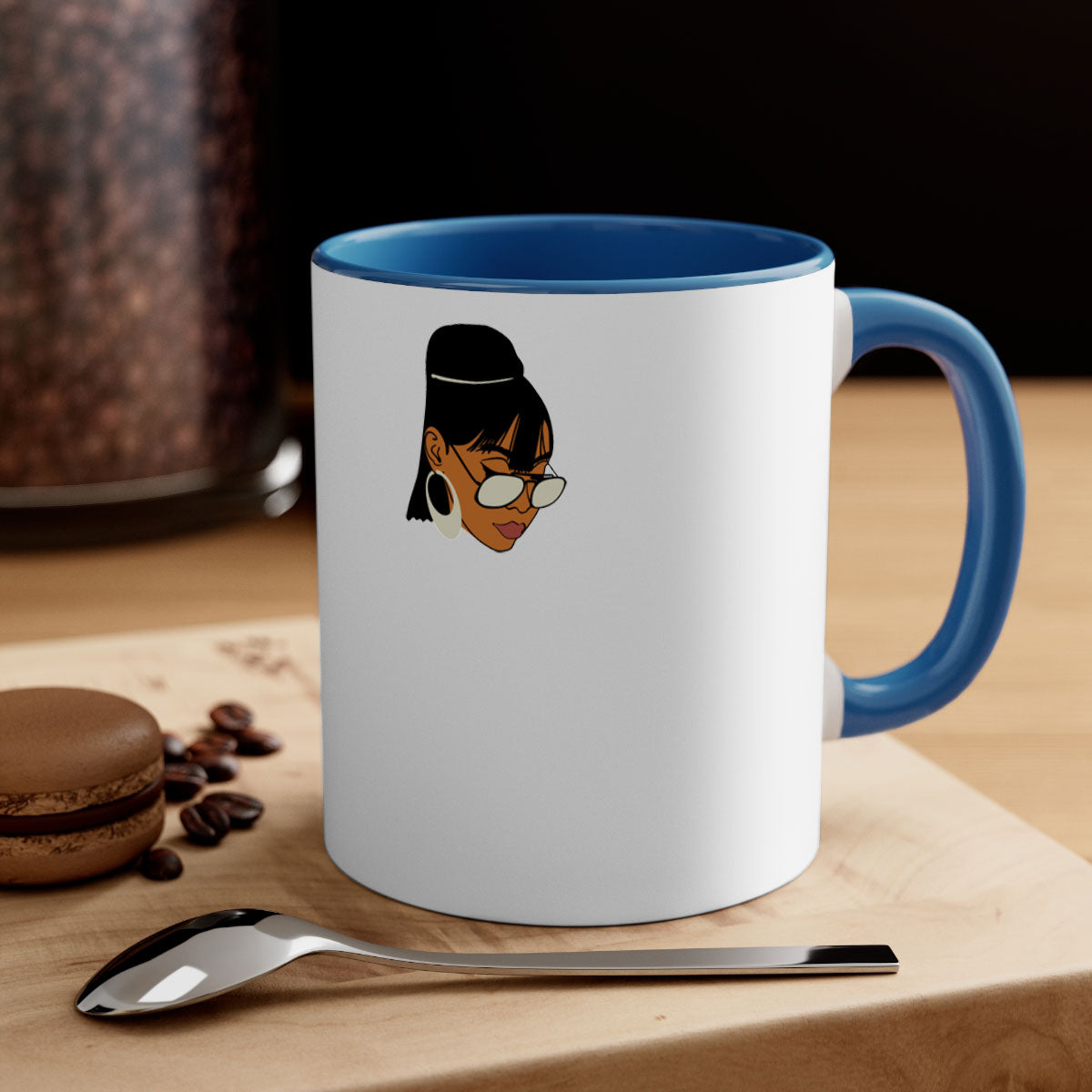 Black afro 40# Mug featuring a two-tone design with a colored handle and interior, perfect for coffee and tea lovers.