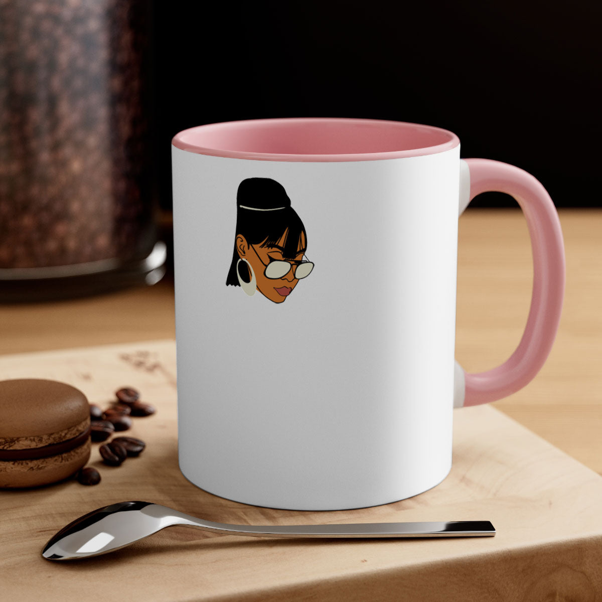 Black afro 40# Mug featuring a two-tone design with a colored handle and interior, perfect for coffee and tea lovers.