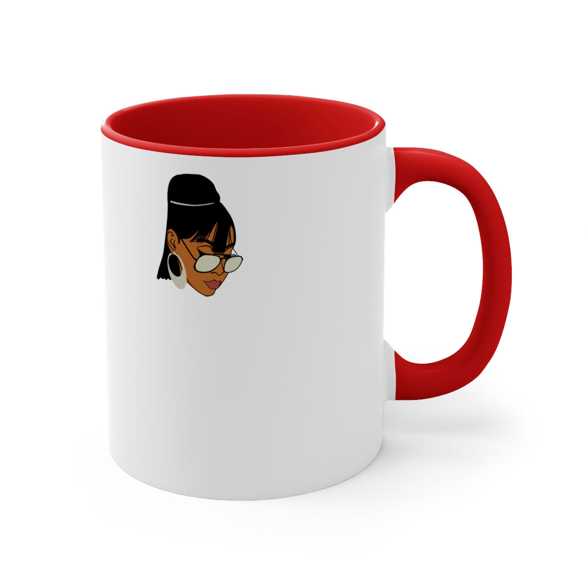 Black afro 40# Mug featuring a two-tone design with a colored handle and interior, perfect for coffee and tea lovers.