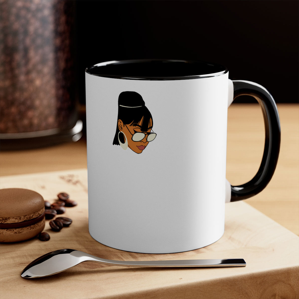 Black afro 40# Mug featuring a two-tone design with a colored handle and interior, perfect for coffee and tea lovers.