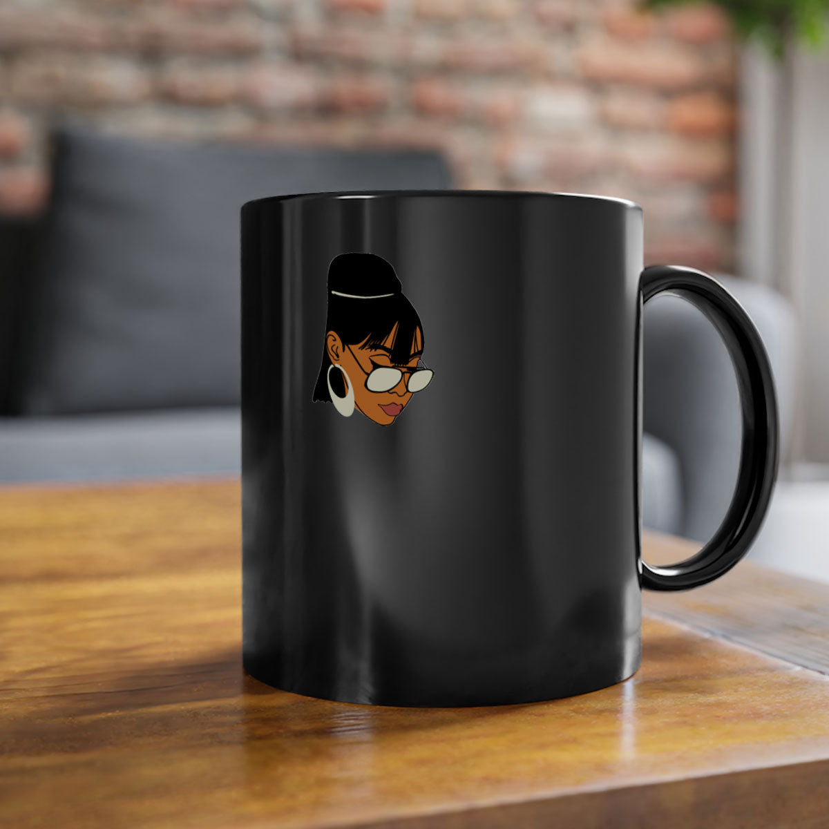Black afro 40# Mug featuring a two-tone design with a colored handle and interior, perfect for coffee and tea lovers.