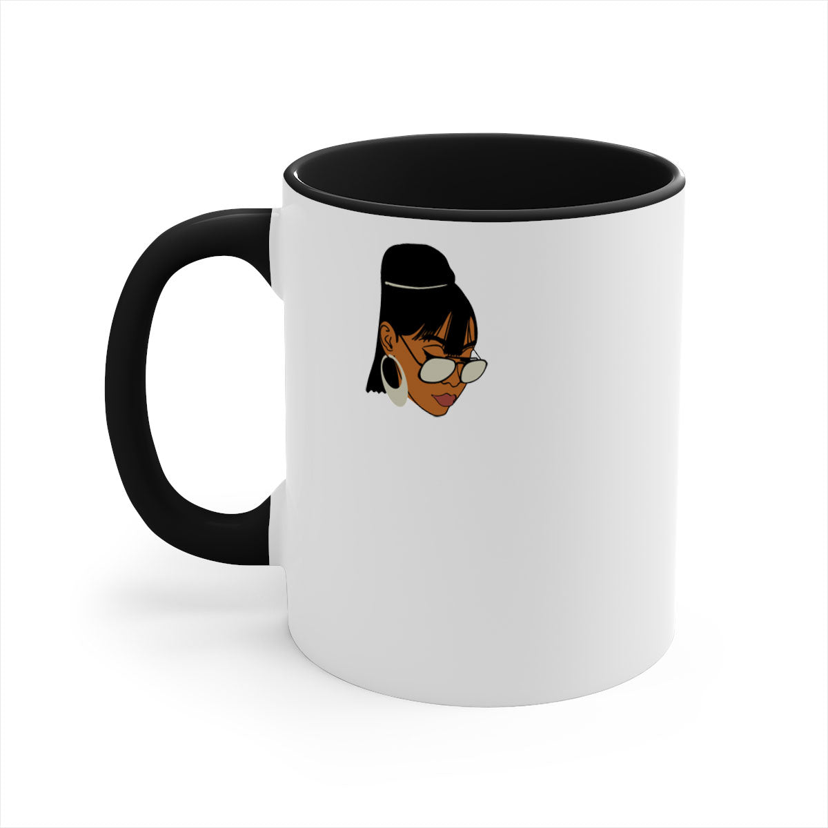 Black afro 40# Mug featuring a two-tone design with a colored handle and interior, perfect for coffee and tea lovers.