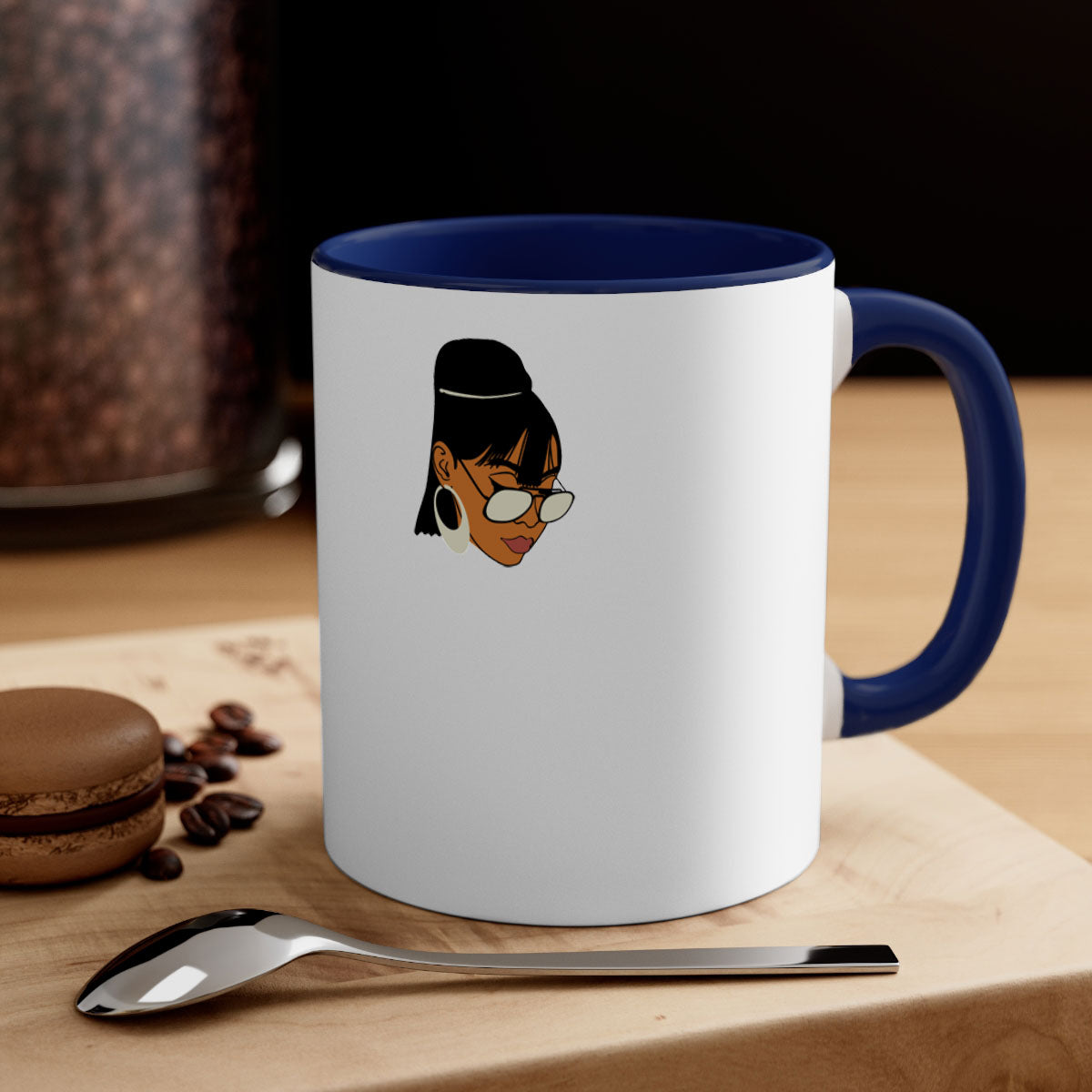 Black afro 40# Mug featuring a two-tone design with a colored handle and interior, perfect for coffee and tea lovers.