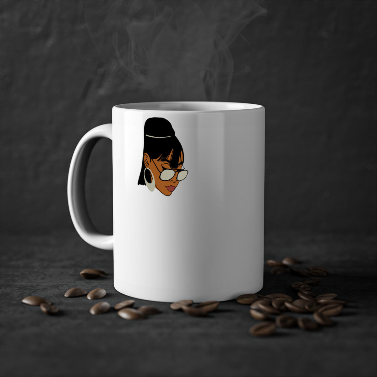 Black afro 40# Mug featuring a two-tone design with a colored handle and interior, perfect for coffee and tea lovers.