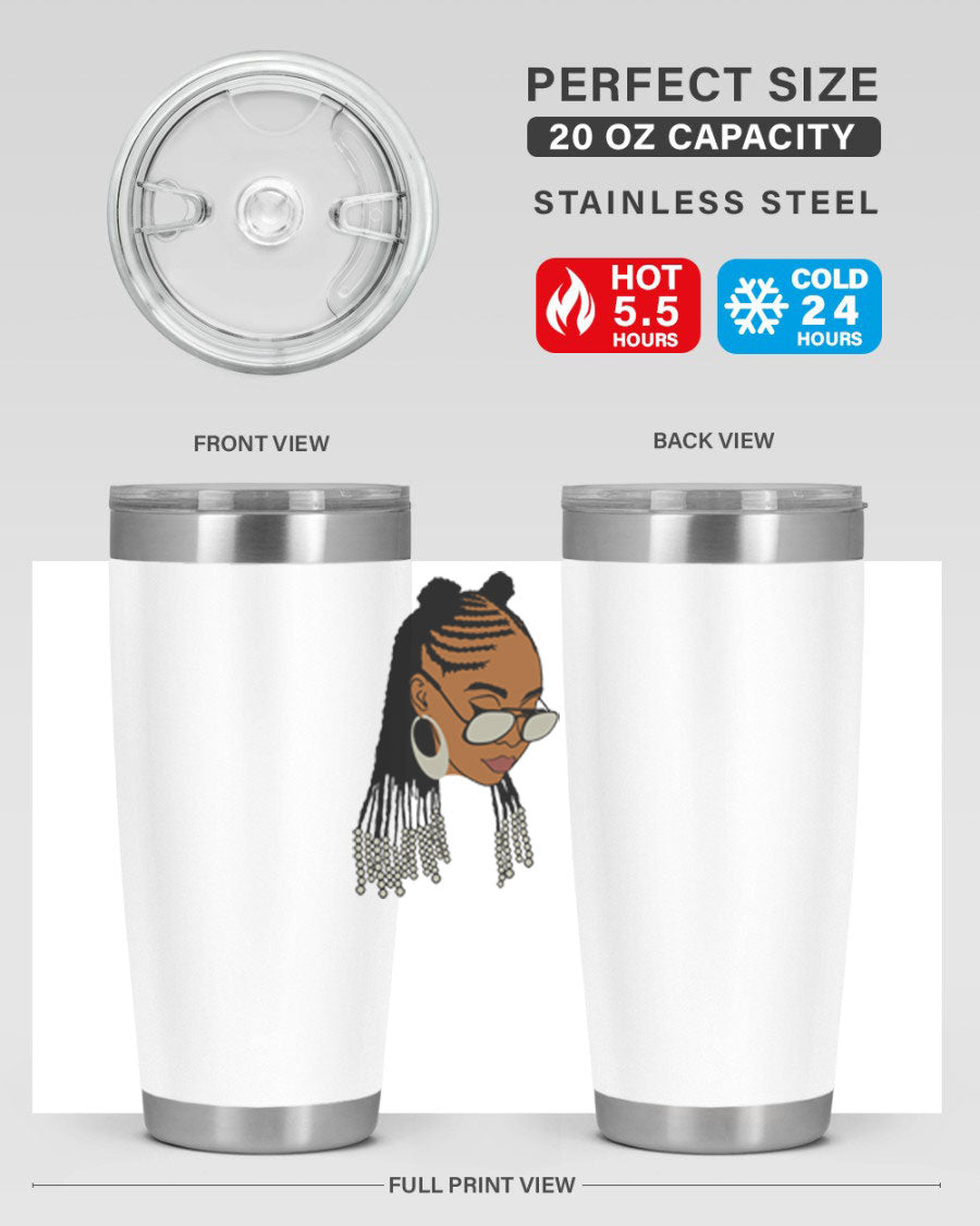 Black afro 43# tumbler in 20oz and 30oz sizes, showcasing a sleek stainless steel design with a press-in lid.