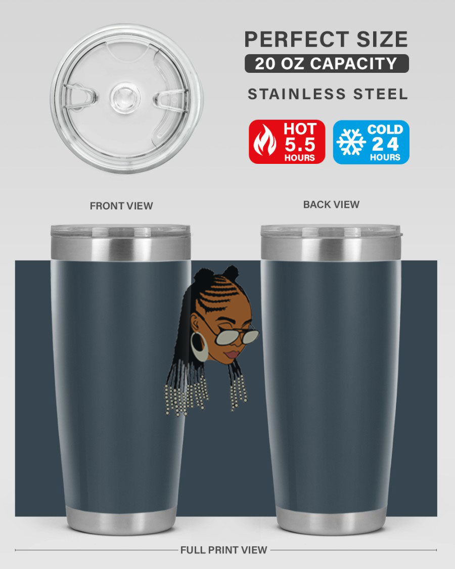 Black afro 43# tumbler in 20oz and 30oz sizes, showcasing a sleek stainless steel design with a press-in lid.