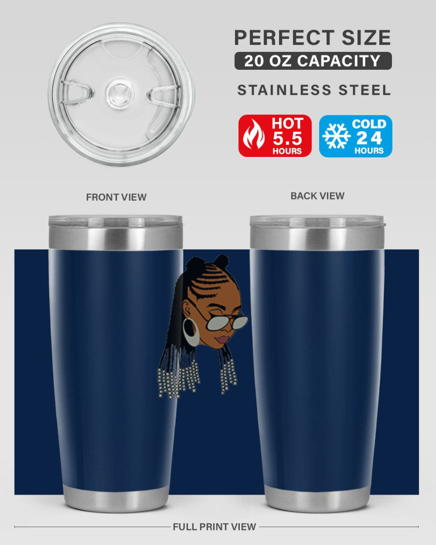 Black afro 43# tumbler in 20oz and 30oz sizes, showcasing a sleek stainless steel design with a press-in lid.