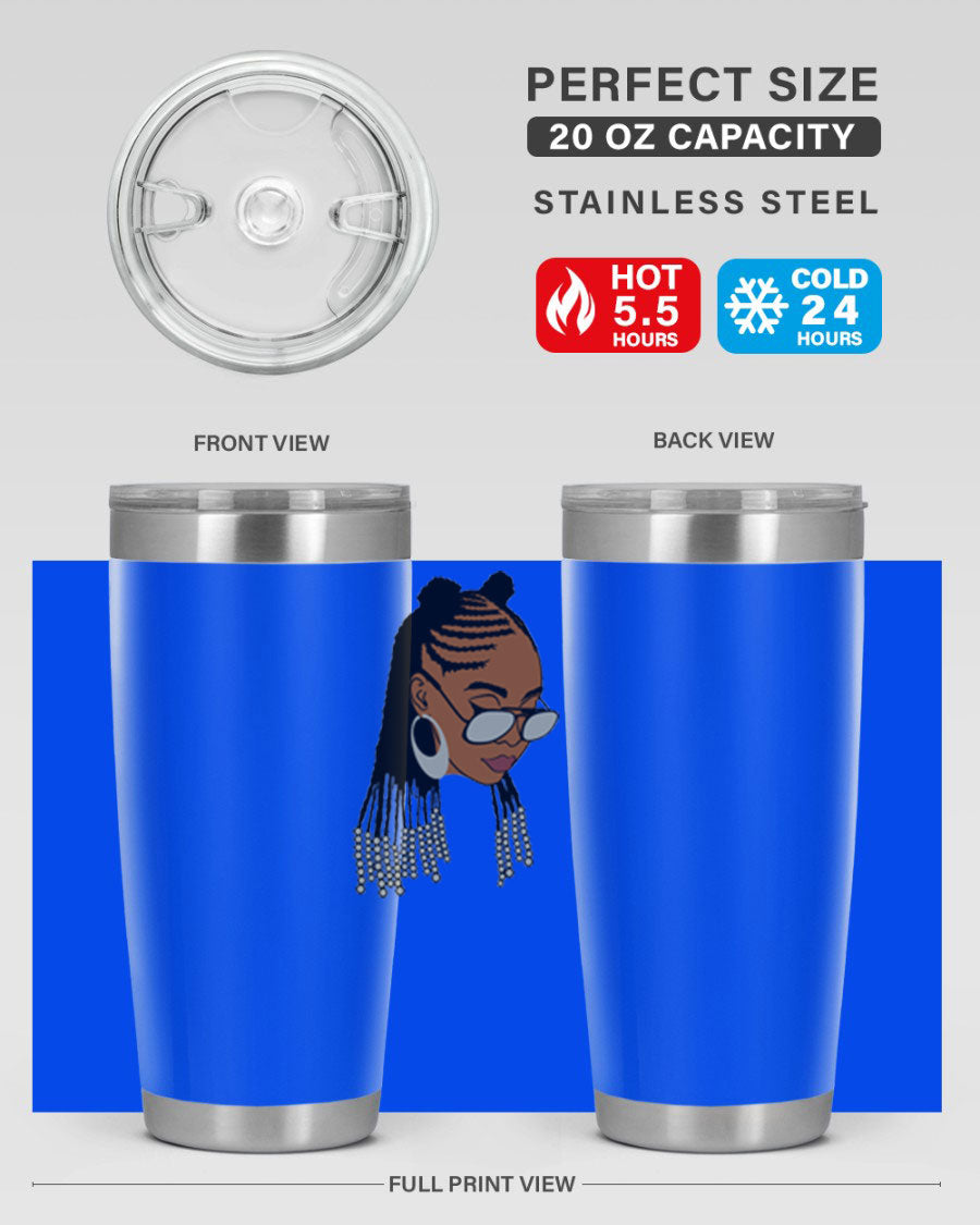 Black afro 43# tumbler in 20oz and 30oz sizes, showcasing a sleek stainless steel design with a press-in lid.