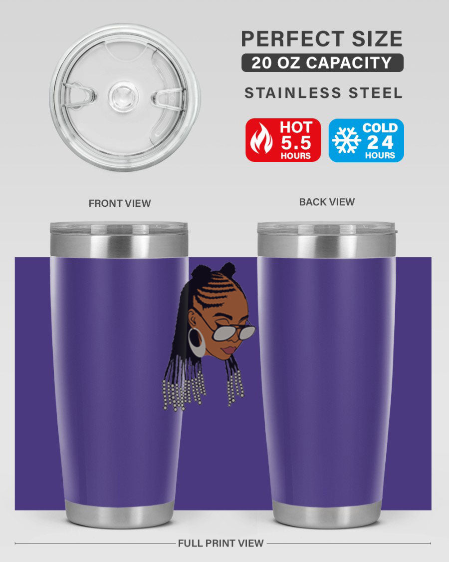 Black afro 43# tumbler in 20oz and 30oz sizes, showcasing a sleek stainless steel design with a press-in lid.