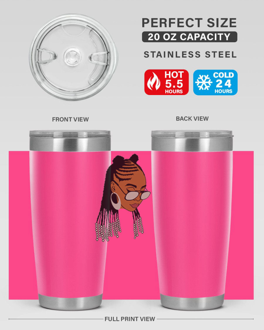 Black afro 43# tumbler in 20oz and 30oz sizes, showcasing a sleek stainless steel design with a press-in lid.