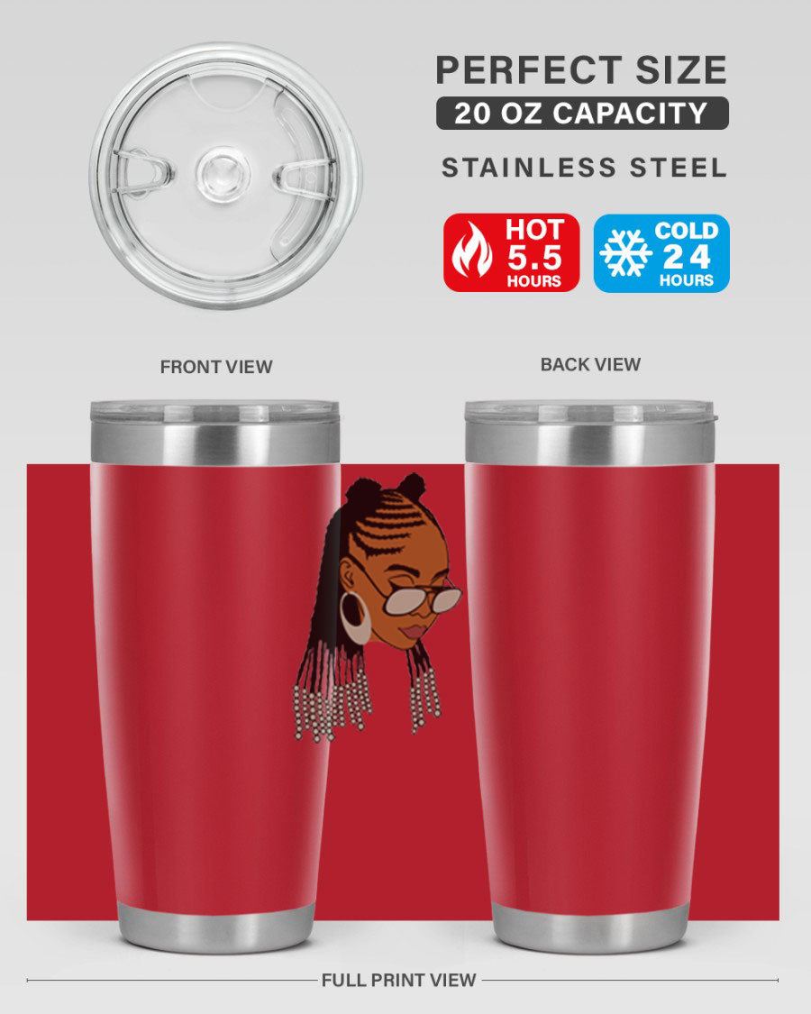 Black afro 43# tumbler in 20oz and 30oz sizes, showcasing a sleek stainless steel design with a press-in lid.