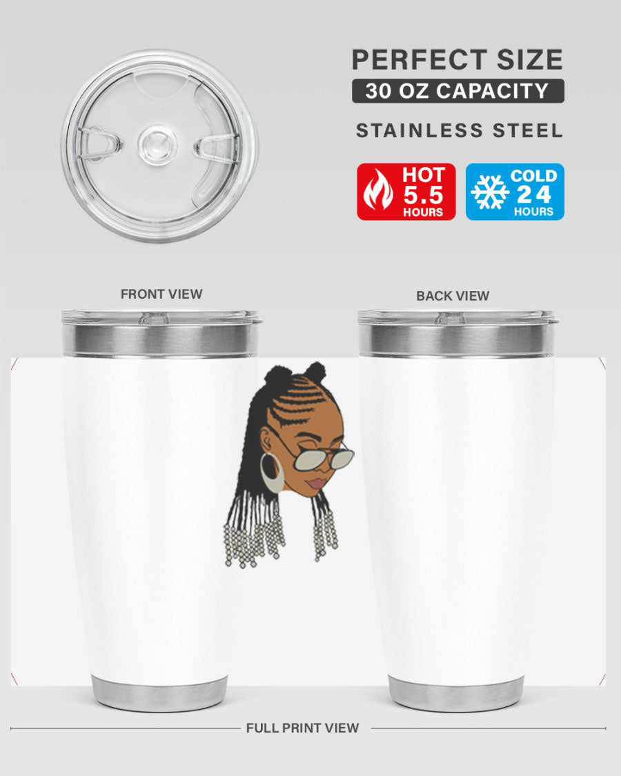 Black afro 43# tumbler in 20oz and 30oz sizes, showcasing a sleek stainless steel design with a press-in lid.