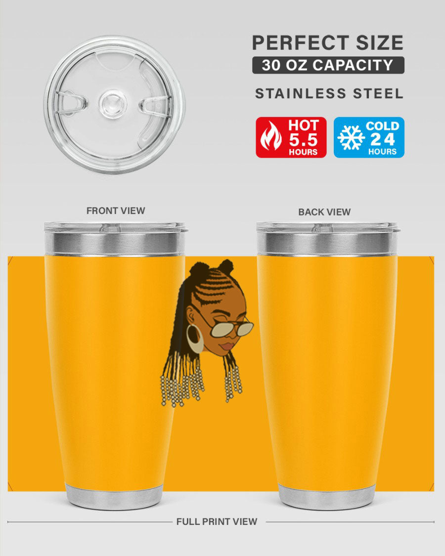 Black afro 43# tumbler in 20oz and 30oz sizes, showcasing a sleek stainless steel design with a press-in lid.