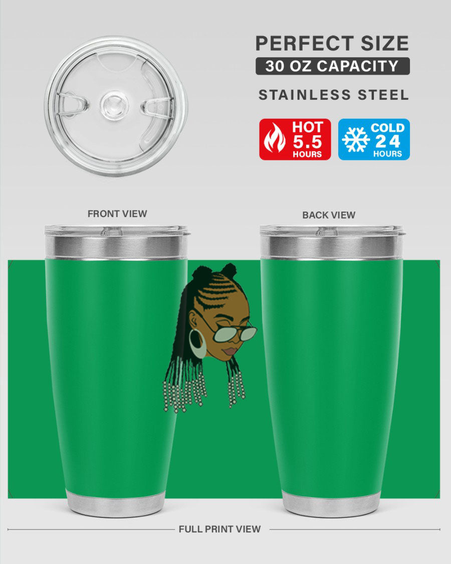 Black afro 43# tumbler in 20oz and 30oz sizes, showcasing a sleek stainless steel design with a press-in lid.
