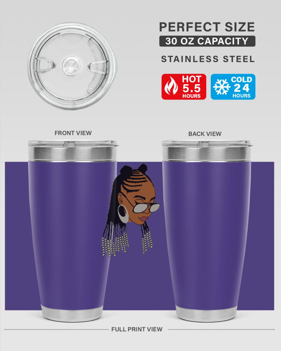 Black afro 43# tumbler in 20oz and 30oz sizes, showcasing a sleek stainless steel design with a press-in lid.