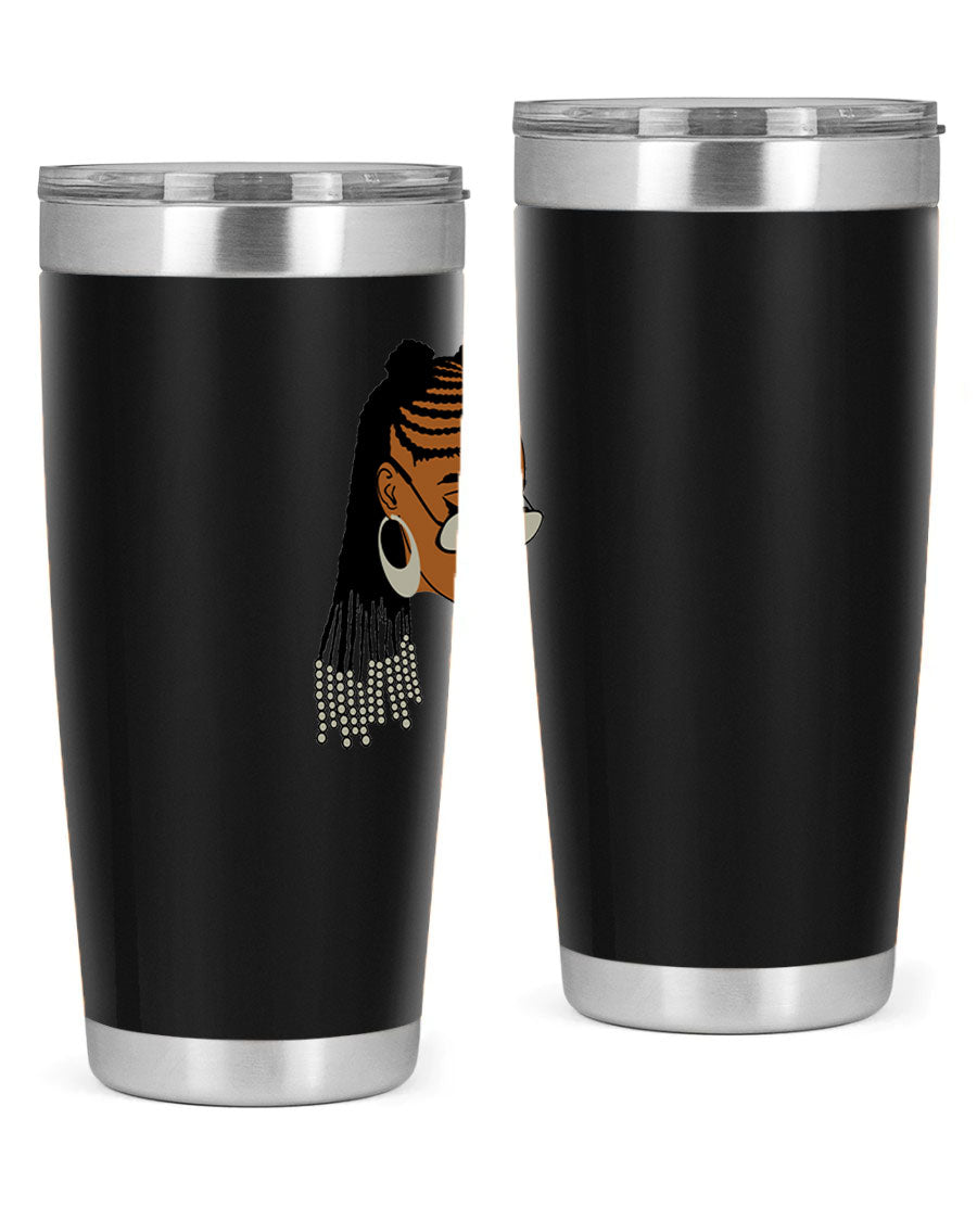 Black afro 43# tumbler in 20oz and 30oz sizes, showcasing a sleek stainless steel design with a press-in lid.