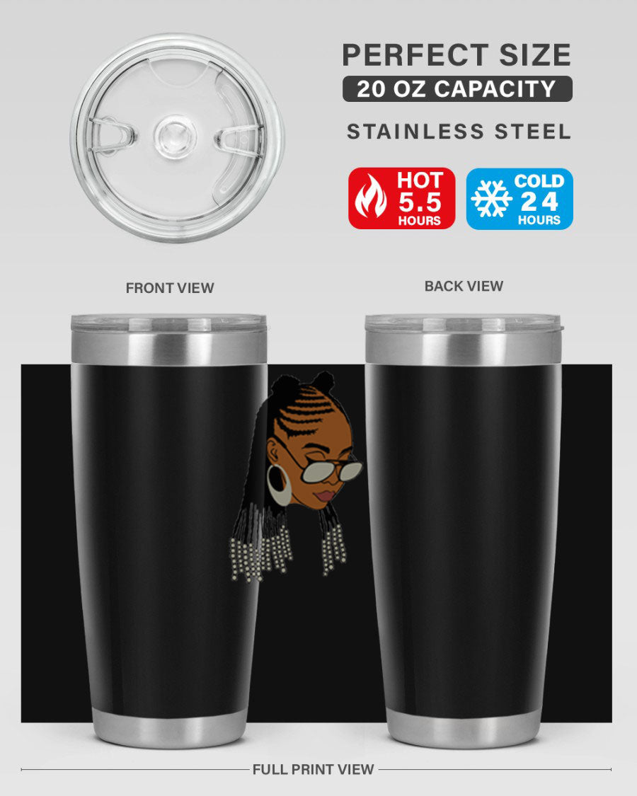 Black afro 43# tumbler in 20oz and 30oz sizes, showcasing a sleek stainless steel design with a press-in lid.