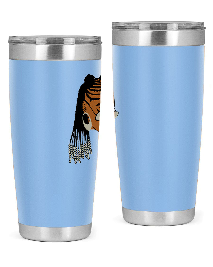 Black afro 43# tumbler in 20oz and 30oz sizes, showcasing a sleek stainless steel design with a press-in lid.