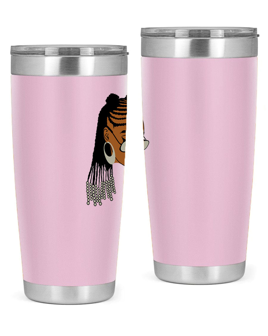 Black afro 43# tumbler in 20oz and 30oz sizes, showcasing a sleek stainless steel design with a press-in lid.