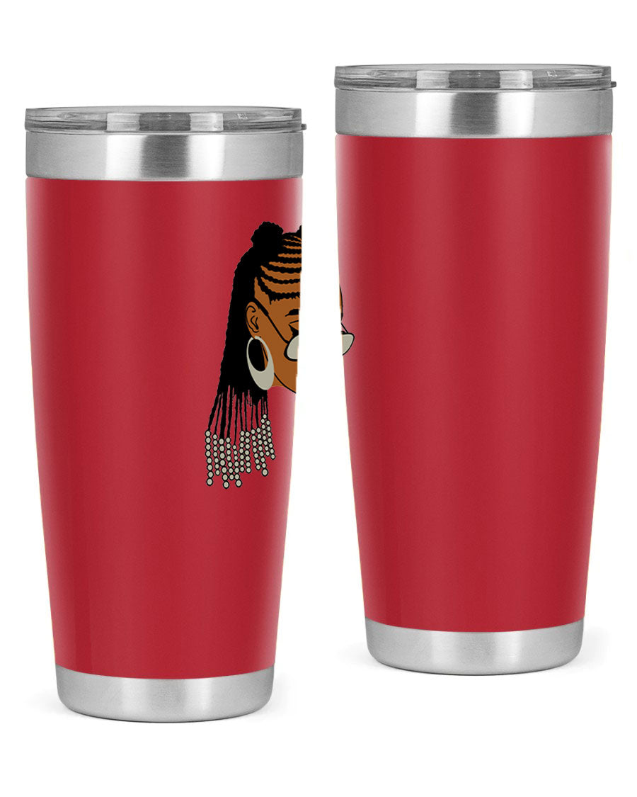 Black afro 43# tumbler in 20oz and 30oz sizes, showcasing a sleek stainless steel design with a press-in lid.