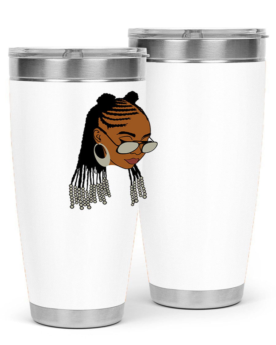 Black afro 43# tumbler in 20oz and 30oz sizes, showcasing a sleek stainless steel design with a press-in lid.