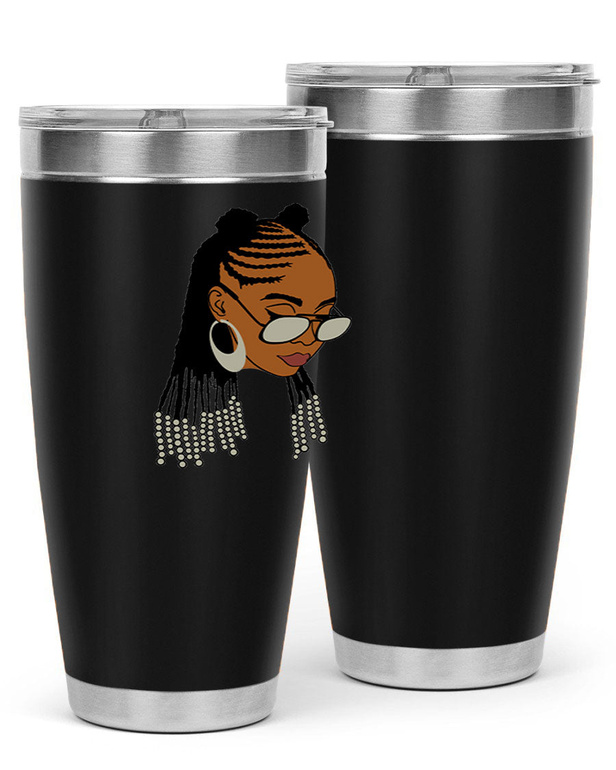 Black afro 43# tumbler in 20oz and 30oz sizes, showcasing a sleek stainless steel design with a press-in lid.