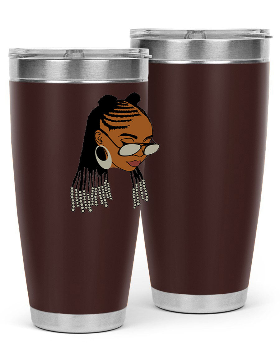 Black afro 43# tumbler in 20oz and 30oz sizes, showcasing a sleek stainless steel design with a press-in lid.