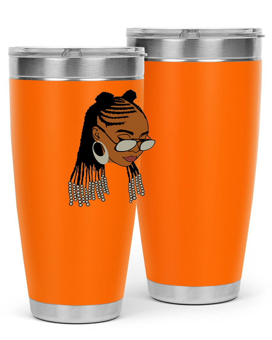 Black afro 43# tumbler in 20oz and 30oz sizes, showcasing a sleek stainless steel design with a press-in lid.