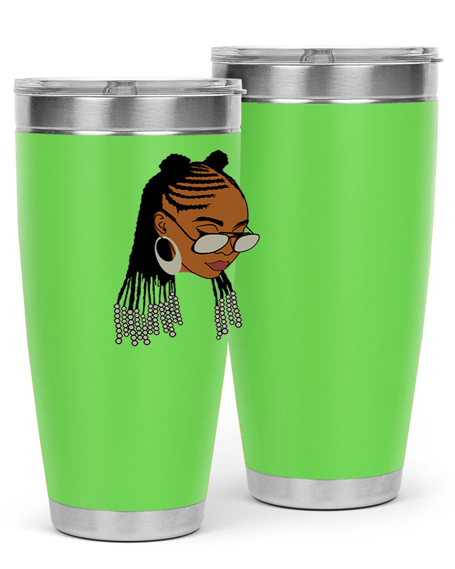 Black afro 43# tumbler in 20oz and 30oz sizes, showcasing a sleek stainless steel design with a press-in lid.