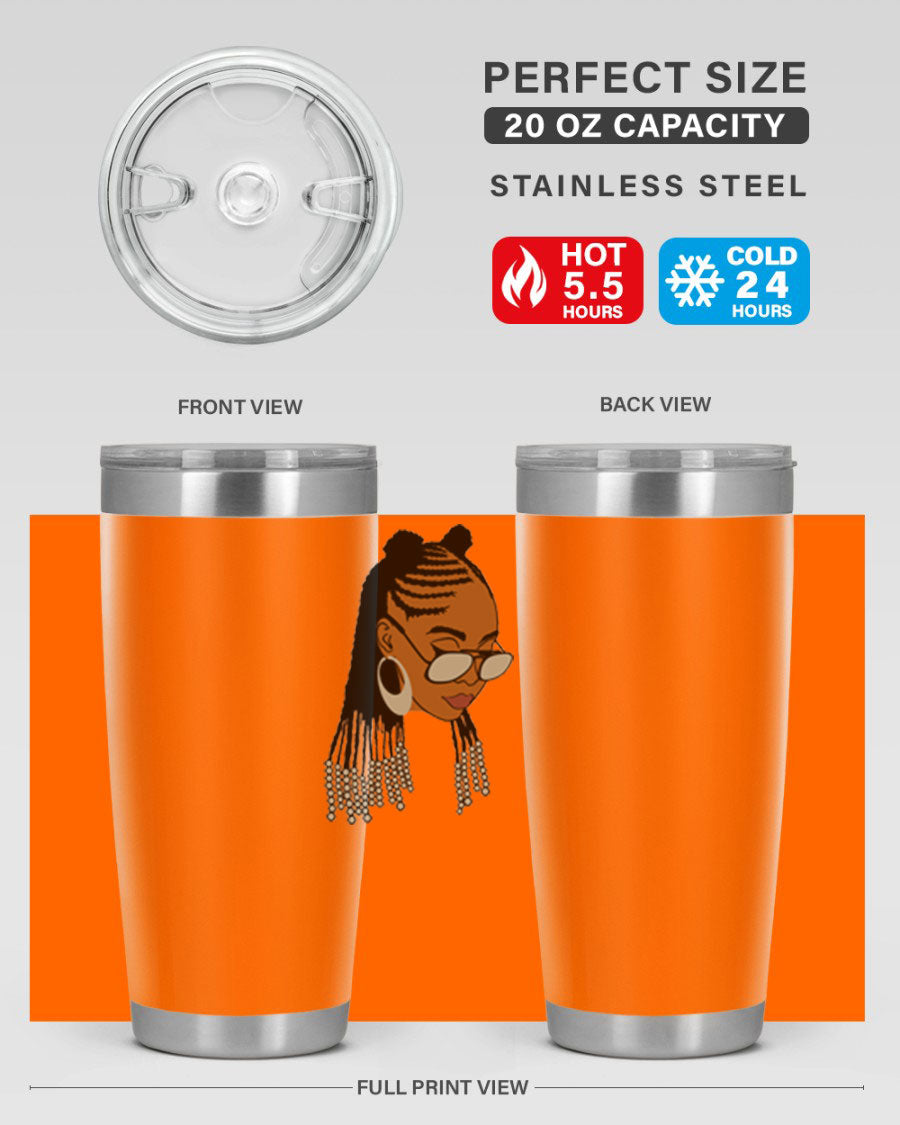 Black afro 43# tumbler in 20oz and 30oz sizes, showcasing a sleek stainless steel design with a press-in lid.