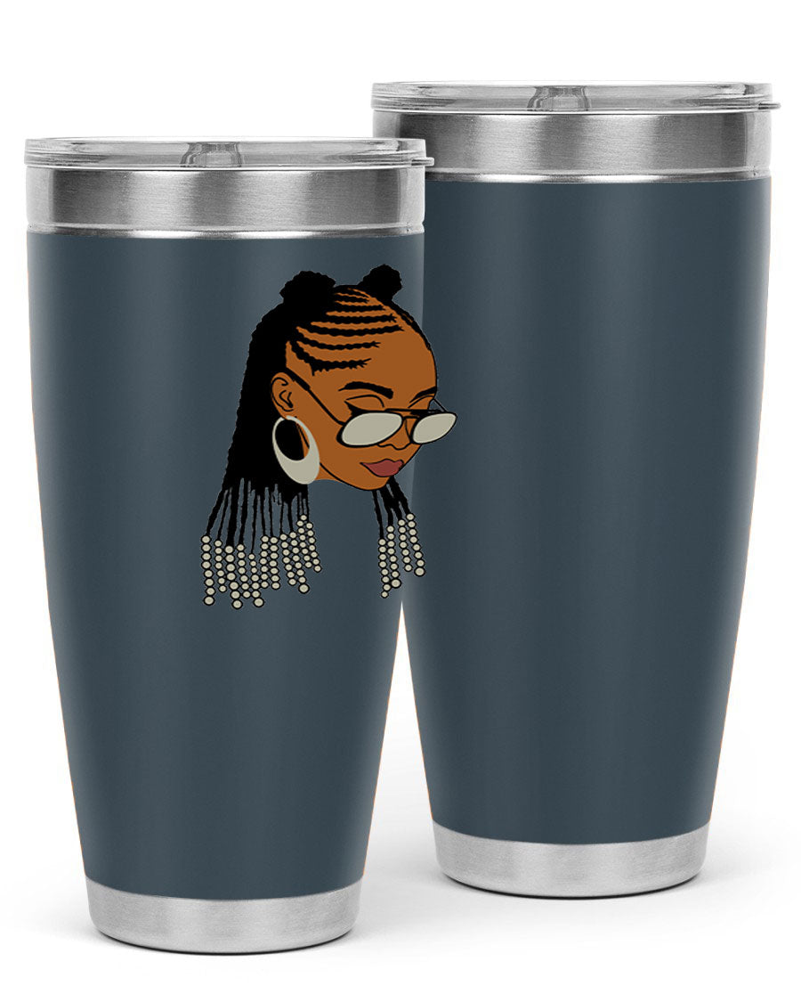 Black afro 43# tumbler in 20oz and 30oz sizes, showcasing a sleek stainless steel design with a press-in lid.