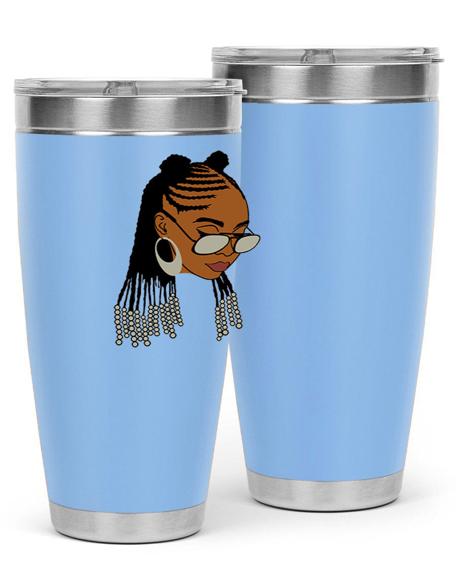 Black afro 43# tumbler in 20oz and 30oz sizes, showcasing a sleek stainless steel design with a press-in lid.