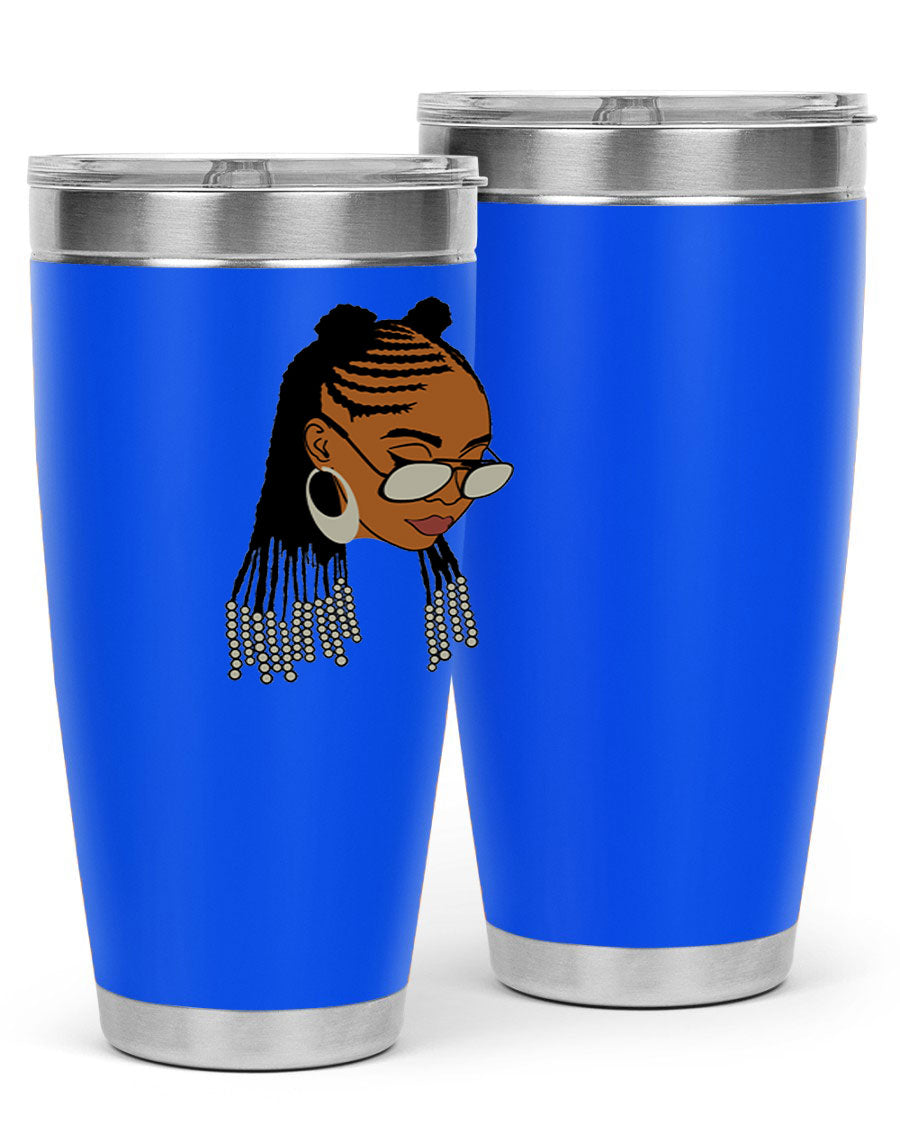 Black afro 43# tumbler in 20oz and 30oz sizes, showcasing a sleek stainless steel design with a press-in lid.