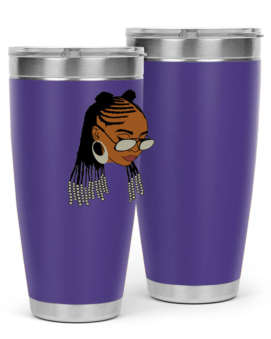 Black afro 43# tumbler in 20oz and 30oz sizes, showcasing a sleek stainless steel design with a press-in lid.