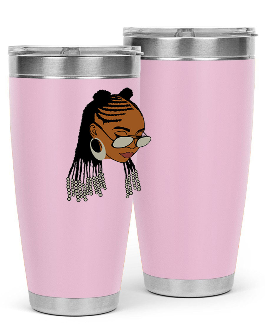 Black afro 43# tumbler in 20oz and 30oz sizes, showcasing a sleek stainless steel design with a press-in lid.