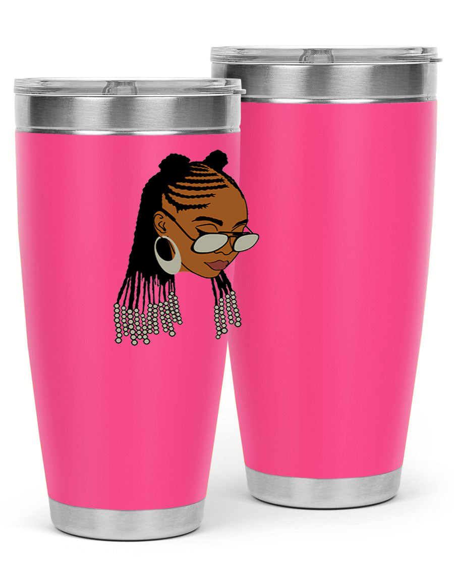 Black afro 43# tumbler in 20oz and 30oz sizes, showcasing a sleek stainless steel design with a press-in lid.