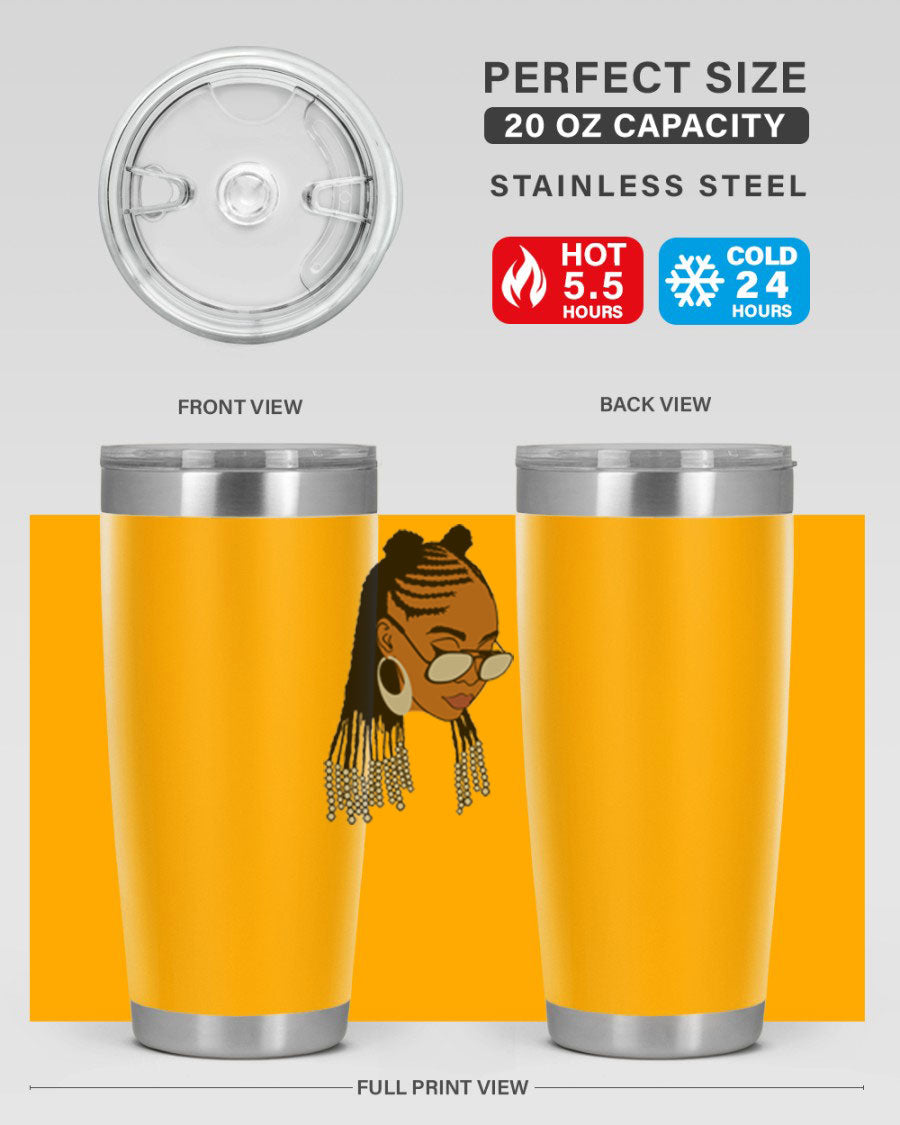 Black afro 43# tumbler in 20oz and 30oz sizes, showcasing a sleek stainless steel design with a press-in lid.
