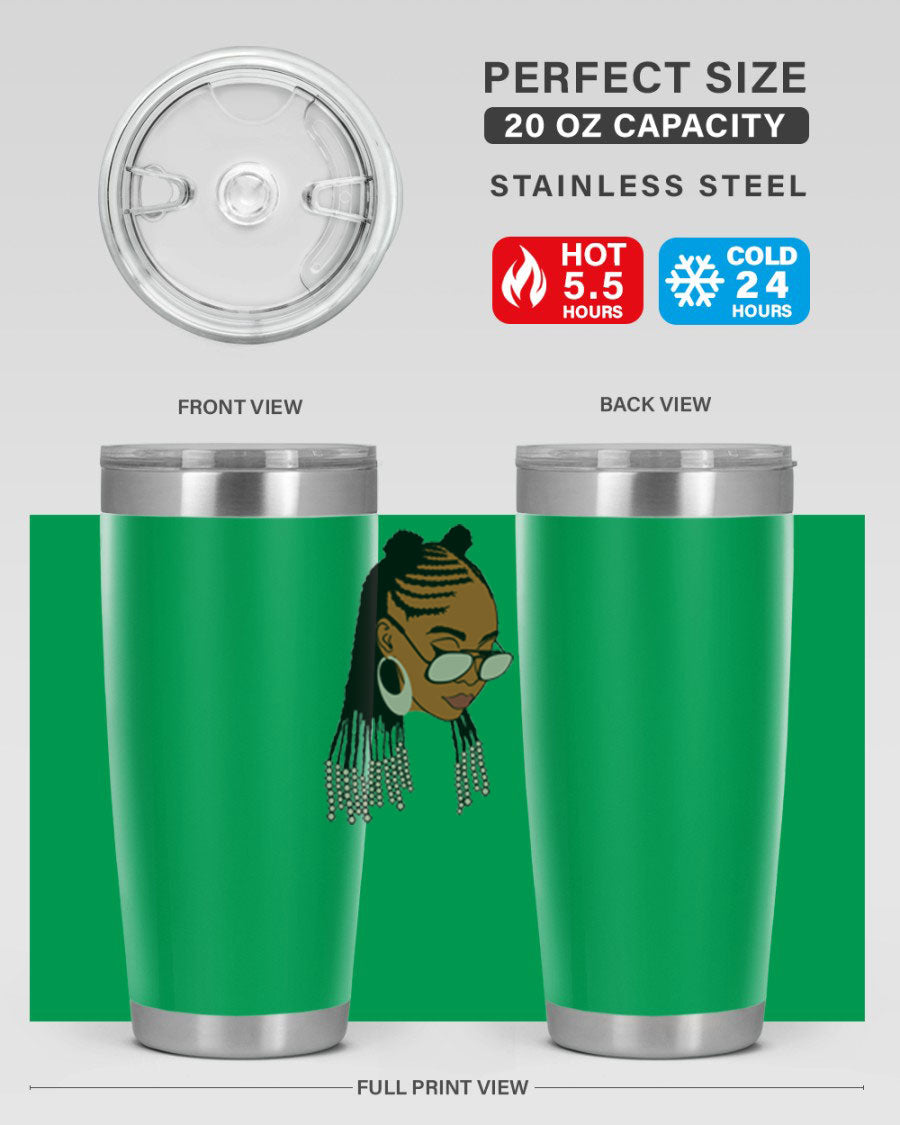 Black afro 43# tumbler in 20oz and 30oz sizes, showcasing a sleek stainless steel design with a press-in lid.