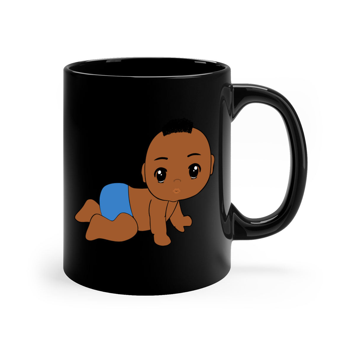 Black baby boy 9# Mug with colorful handle and interior, showcasing a glossy finish and stylish design.